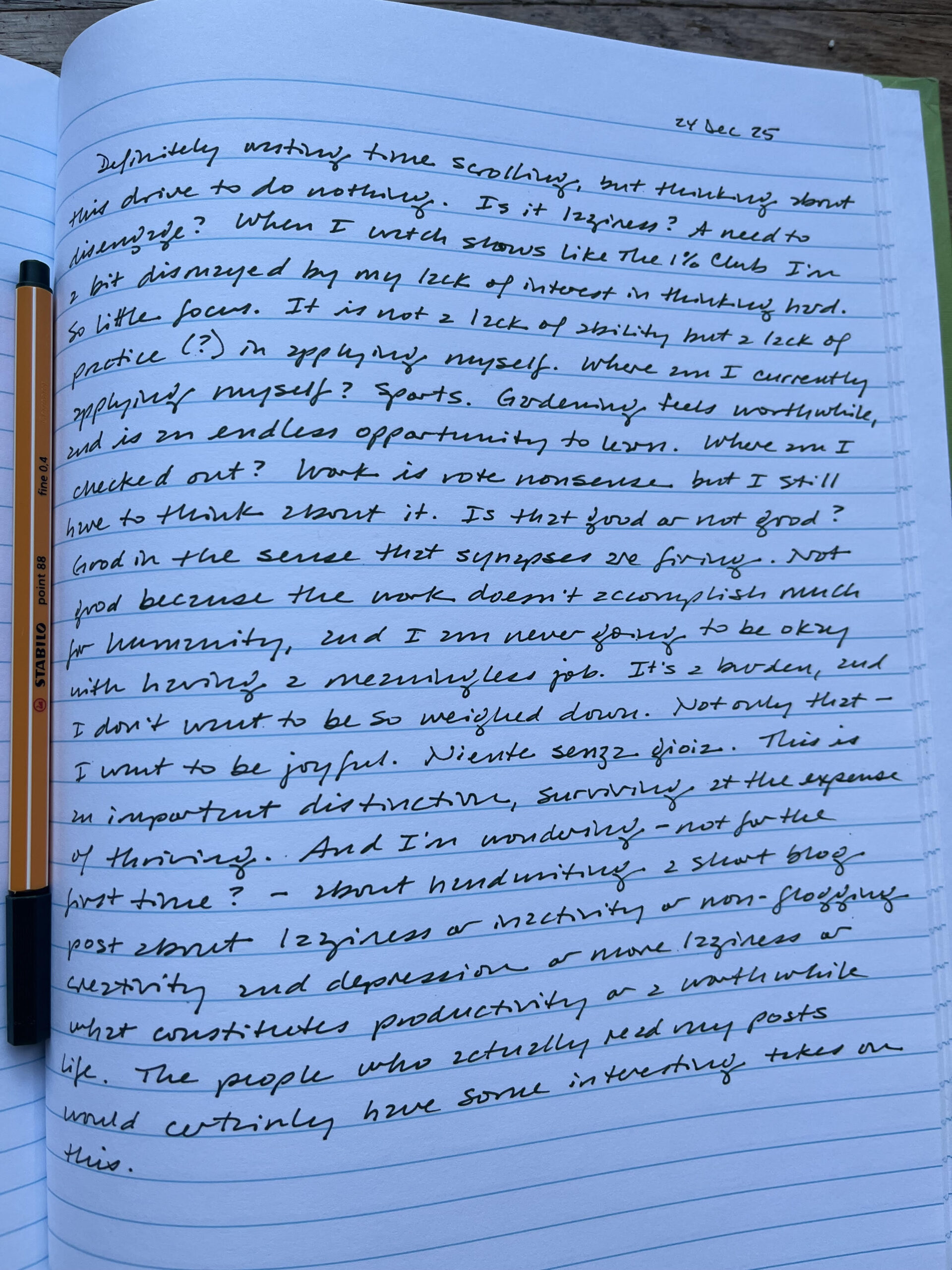A handwritten entry from my journal dated 24 December 2025